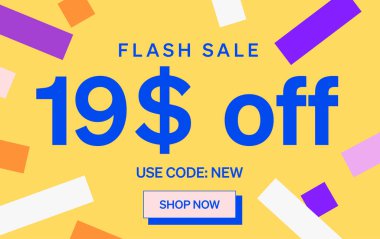 19 dolar indirimli flaş satış afişi, vektör illüstrasyonu