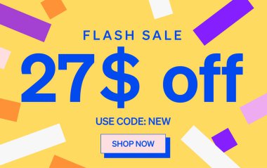 27 dolar indirimli flaş satış afişi, vektör illüstrasyonu