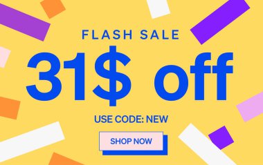 31 dolar indirimli flaş satış afişi, vektör illüstrasyonu