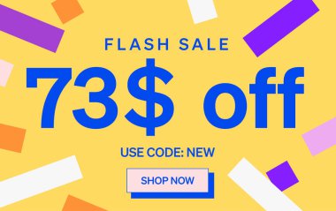 73 dolar indirimli flaş satış afişi, vektör illüstrasyonu