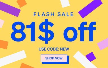 81 dolar indirimli flaş satış afişi, vektör illüstrasyonu