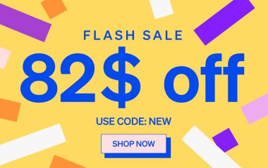 82 dolar indirimli flaş satış afişi, vektör illüstrasyonu