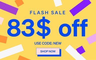 83 dolar indirimli flaş satış afişi, vektör illüstrasyonu