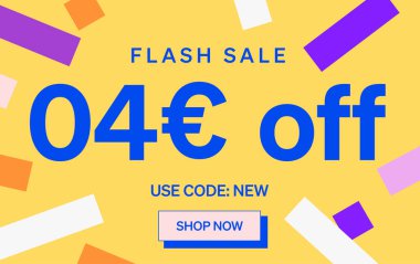 4 Euro indirimli flaş indirimli pankart, vektör illüstrasyonu