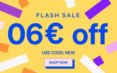 6 Euro indirimli flaş indirimli pankart, vektör illüstrasyonu