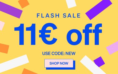 11 Euro indirimli flaş satış afişi, vektör illüstrasyonu