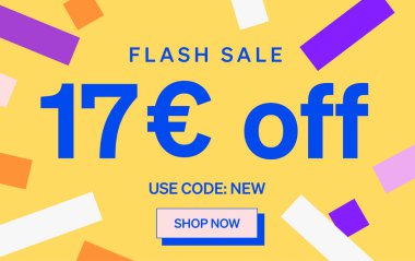 17 Euro indirim tabelası, vektör illüstrasyonu