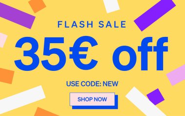 35 Euro indirimli flaş satış afişi, vektör illüstrasyonu