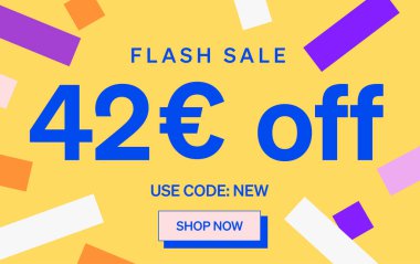 42 Euro indirimli flaş indirimli pankart, vektör illüstrasyonu