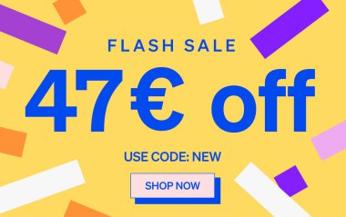 Flaş Satış afişi 47 Euro indirim tabelası, vektör illüstrasyonu