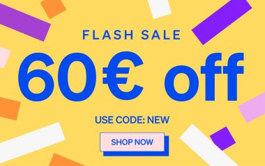 60 Euro indirim tabelası, vektör illüstrasyonlu flaş indirimi