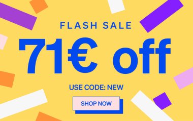 Flaş Satış afişi 71 Euro indirim tabelası, vektör illüstrasyonu