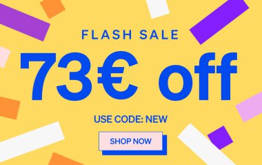 73 Euro indirimli flaş satış afişi, vektör illüstrasyonu