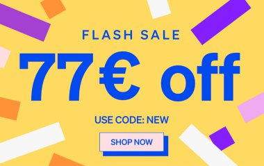 77 Euro indirimli flaş satış afişi, vektör illüstrasyonu