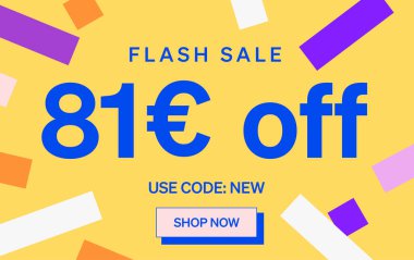 Flaş Satış afişi 81 Euro indirim tabelası, vektör illüstrasyonu