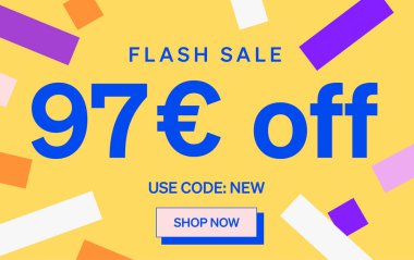 Flaş Satış afişi 97 Euro indirim tabelası, vektör illüstrasyonu