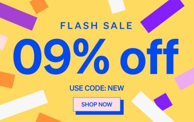 % 9 indirimli işaretli flaş indirimli pankart, vektör illüstrasyonu