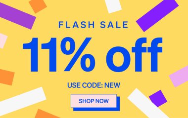 % 11 indirimli uyarı pankartı, vektör illüstrasyonu