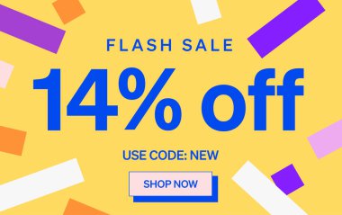 % 14 indirimli afiş, vektör illüstrasyonu