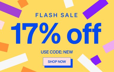 % 17 indirimli uyarı pankartı, vektör illüstrasyonu