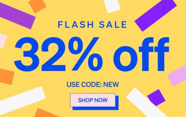 % 32 indirimli işaretli flaş satış afişi, vektör illüstrasyonu