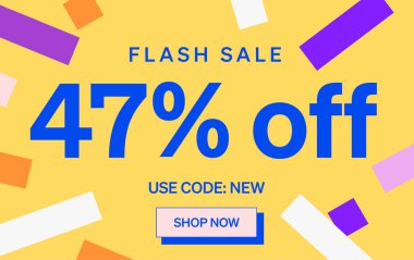 % 47 indirimli işaretli flaş satış afişi, vektör illüstrasyonu