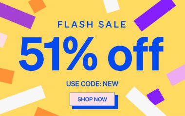 % 51 indirimli işaretli flaş satış afişi, vektör illüstrasyonu