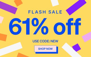 % 61 indirimli flaş indirimli pankart, vektör illüstrasyonu