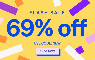 % 69 indirimli işaretli flaş satış afişi, vektör illüstrasyonu