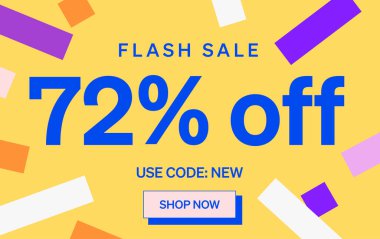 % 72 indirimli flaş satış afişi, vektör illüstrasyonu