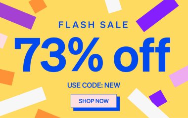 % 73 indirimli uyarı pankartı, vektör illüstrasyonu