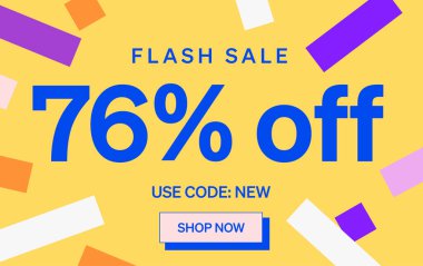 % 76 indirimli flaş satış afişi, vektör illüstrasyonu
