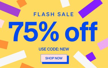 % 75 indirimli flaş satış afişi, vektör illüstrasyonu