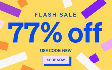 % 77 indirimli uyarı pankartı, vektör illüstrasyonu