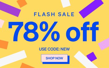 % 78 indirimli işaretli flaş satış afişi, vektör illüstrasyonu