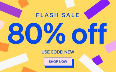 % 80 indirimli işaretli flaş satış afişi, vektör illüstrasyonu