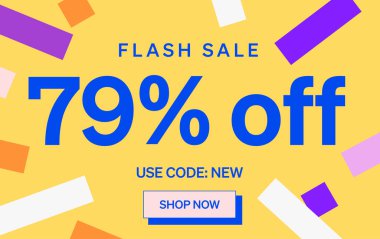 % 79 indirimli flaş indirimli pankart, vektör illüstrasyonu