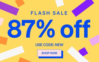 % 87 indirimli flaş indirimli pankart, vektör illüstrasyonu