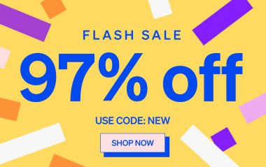 % 97 indirimli flaş satış afişi, vektör illüstrasyonu