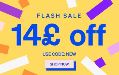 14 Pound indirimli flaş satışı afişi, vektör illüstrasyonu