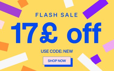 17 Pound indirimli flaş satış afişi, vektör illüstrasyonu