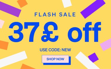 37 Pound indirimli flaş satış afişi, vektör illüstrasyonu