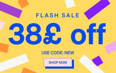 Üzerinde 38 Pound yazan flaş indirimli afiş, vektör illüstrasyonu