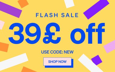 39 Pound indirimli flaş satışı afişi, vektör illüstrasyonu