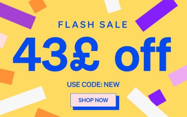 43 Pound indirimli flaş satışı afişi, vektör illüstrasyonu