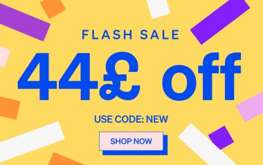 Flaş Satış afişi 44 Pound indirimli tabela, vektör illüstrasyonu