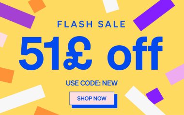 Flaş Satış afişi 51 Pound indirimli işareti, vektör illüstrasyonu