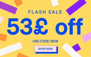 Flaş Satış afişi 53 Pound kapalı işareti, vektör illüstrasyonu