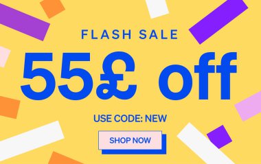 55 Pound indirimli Flash Satış afişi, vektör illüstrasyonu