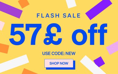 57 Pound indirimli flaş satış afişi, vektör illüstrasyonu